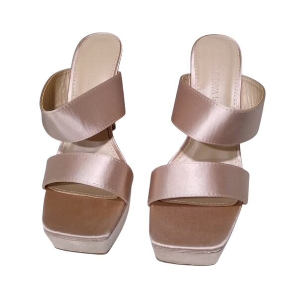 [NEW IN BOX] WILD DIVA Nude Satin Platform Square Toe - Picture 3 of 8